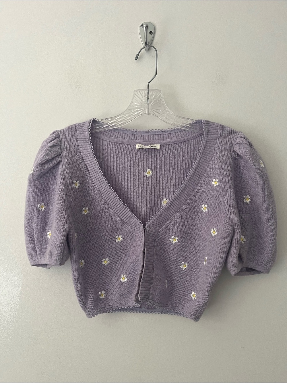 For Love & Lemons Daisy Floral Cottagecore Cropped Cardigan Sweater Coquette M